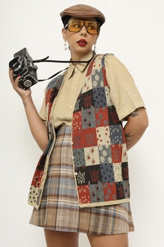 Imagem do Colete recortes estampa tricot vintage