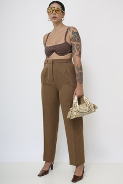 Calça lã vintage marrom cintura alta - loja online