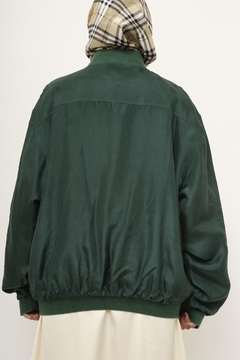 Jaqueta verde 100% seda bomber