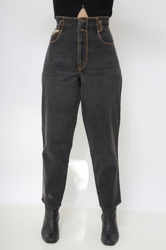 Calça cintura alta preta jeans bag vintage - loja online
