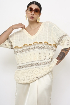 Blusa tricot off outono longa - comprar online