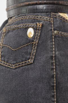 Calça cintura alta preta jeans bag vintage