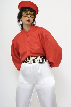 Camisa vermelha manga bufante vintage - comprar online