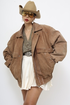Jaqueta couro camurça marrom - comprar online