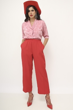 Calça vermelha vintage cintura alta - comprar online