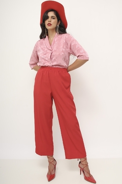 Calça vermelha vintage cintura alta