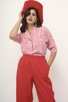 Blusa rosa acetinada vintage