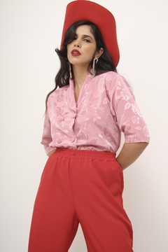 Blusa rosa acetinada vintage - loja online