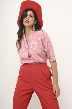 Blusa rosa acetinada vintage na internet