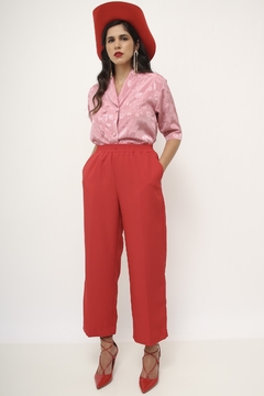 Calça vermelha vintage cintura alta - comprar online