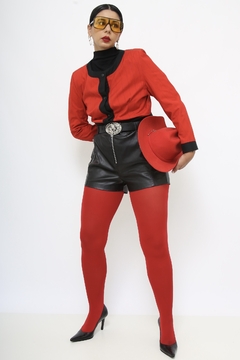Casaco vermelho riscas preto vintage na internet
