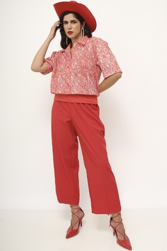 Camisa vermelha com branco pala vintage - comprar online