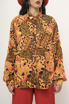 Camisa estampada laranja vintage - loja online