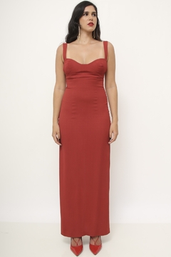 Vestido longo vermelho recorte - comprar online