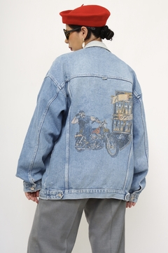 Jaqueta jeans motorcicle costas vintage na internet