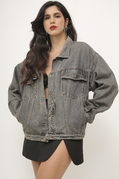 Jaqueta jeans preta vintage - comprar online