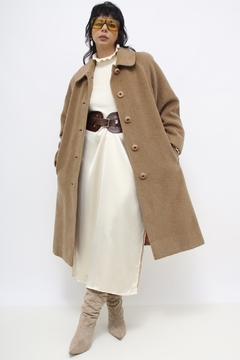 Maxi casaco camelo Lã forrado - comprar online