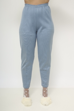 Calça tricot azul cintura alta - loja online