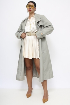 Trench coat cinza forrado vintage