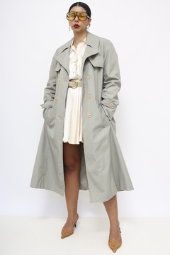 Trench coat cinza forrado vintage - Capichó Brechó