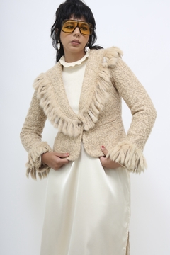 Casaco tricot pele coelho vintage - comprar online
