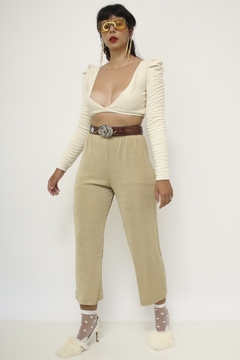 Calça cintura alta acetinada pantacourt na internet