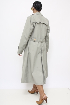 Trench coat cinza forrado vintage - Capichó Brechó