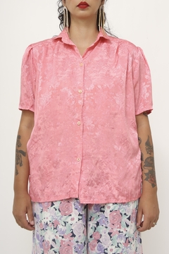 Camisa rosa acetinada vintage - loja online