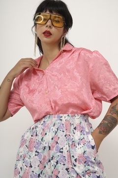 Camisa rosa acetinada vintage - comprar online