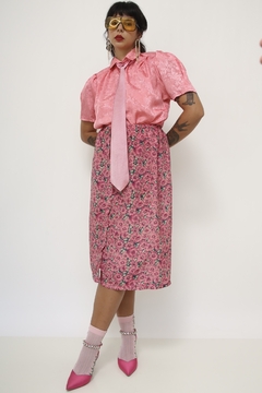 Saia rosa floral midi - loja online