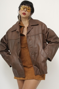Jaqueta couro marrom vintage - comprar online