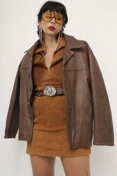 Jaqueta couro marrom vintage - loja online