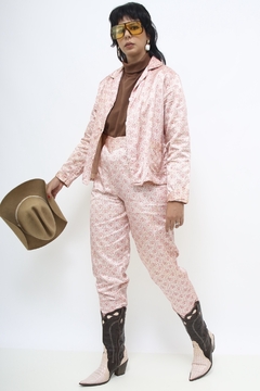 Conjunto de pijama rosa estampado calça + blusa - comprar online