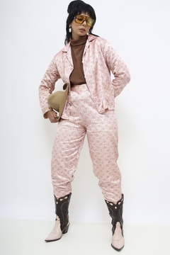 Imagem do Conjunto de pijama rosa estampado calça + blusa