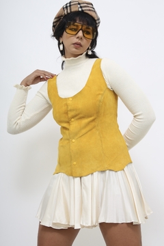 Top couro amarelo vintage