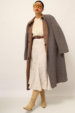 Treanch coat dupla face bege e xadrez vintage - comprar online