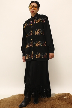 Imagem do Colete tricot preto flores vintage