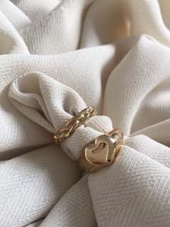 Kit anéis corrente + coração dourado - comprar online