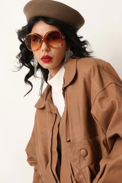 jaqueta couro marrom forrada vintage - comprar online