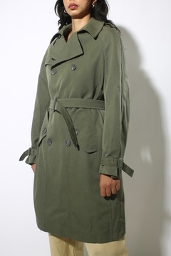 Casaco verde militar lã com poliéster forrado utilitário na internet