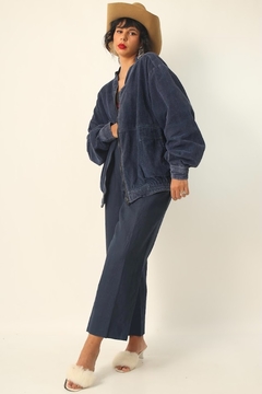 jaqueta veludo cotele azul ampla na internet