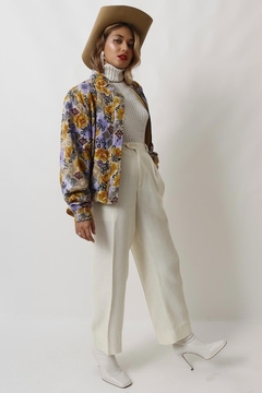 jaqueta viscose bomber floral vintage - loja online