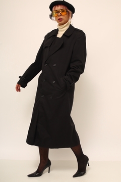 Trench coat preto classico forrado - comprar online