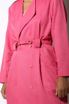 Imagem do Trench coat rosa levinho com cinto det bolso 
