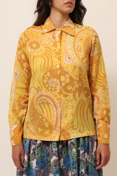 Camisa amarela 70´s hippie vintage - comprar online