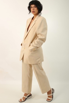 Conjunto linho calça + blazer vintage textura na internet