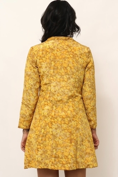 vestido amarelo floral forrado alfaiataria - loja online