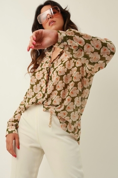 Camisa floral transparencia vintage - comprar online