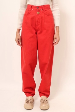 calça vermelha cintura mega alta - comprar online