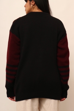 Pulover tricot recortes em veludo vintage - comprar online